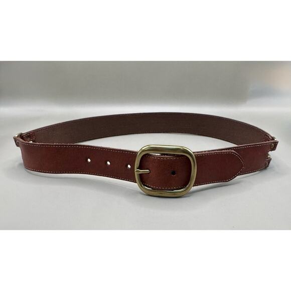 Vintage Fossil Women’s Wide Leather Ranger Belt Brass-Tone Buckle Size S main image 8
